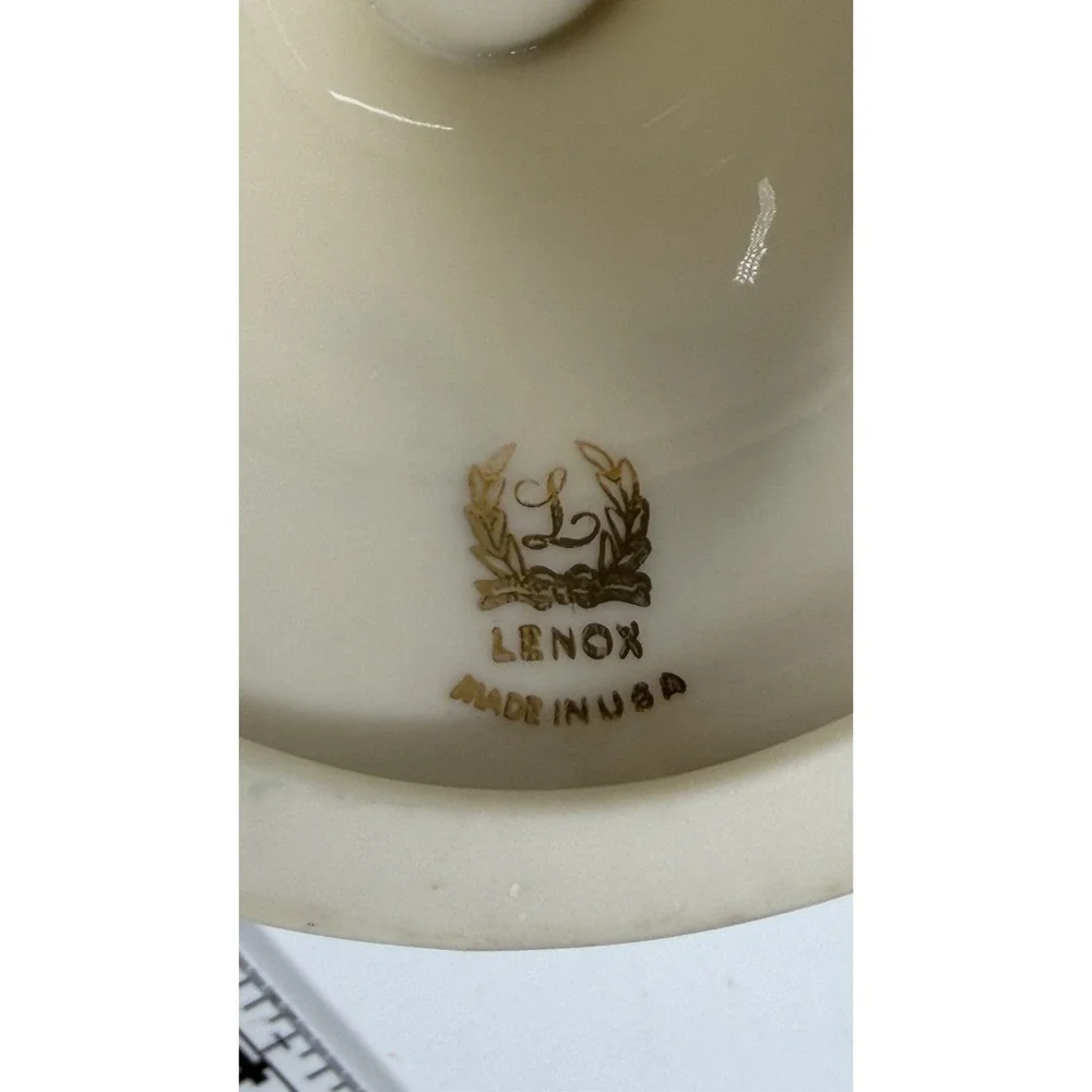 Lenox Holiday Taper Candle Holder Ivory Porcelain Holly Berries Gold Trim USA